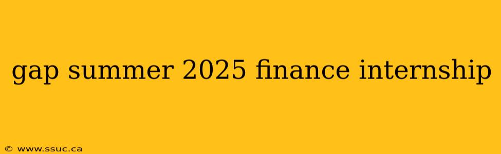 gap summer 2025 finance internship