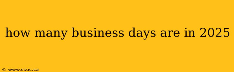 how many business days are in 2025