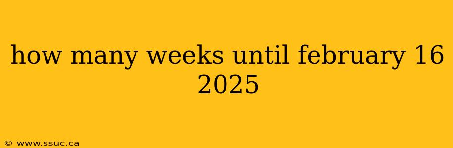 how many weeks until february 16 2025