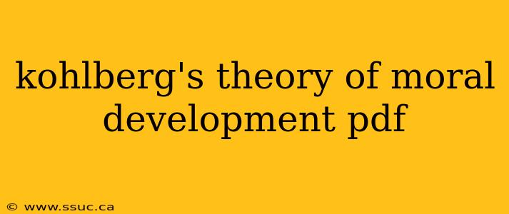 kohlberg's theory of moral development pdf