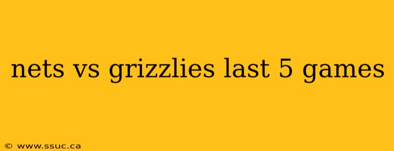 nets vs grizzlies last 5 games