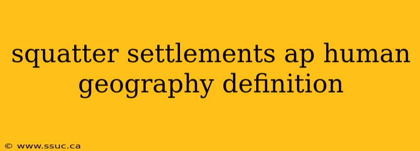 squatter settlements ap human geography definition