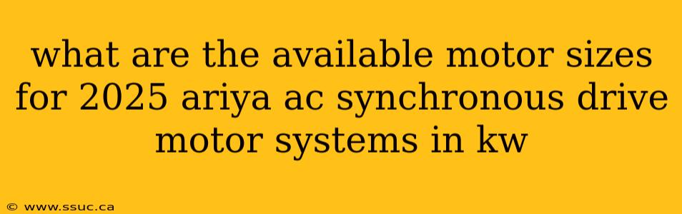 what are the available motor sizes for 2025 ariya ac synchronous drive motor systems in kw