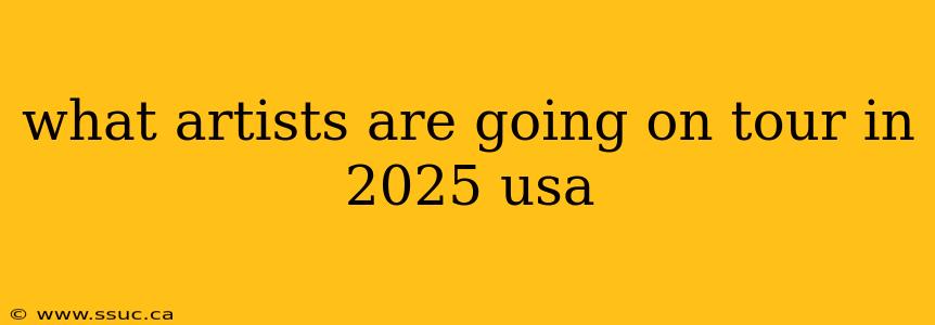 what artists are going on tour in 2025 usa