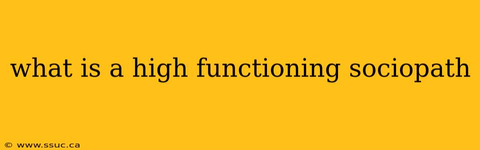 what is a high functioning sociopath