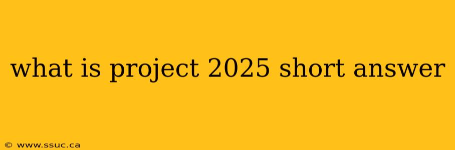 what is project 2025 short answer