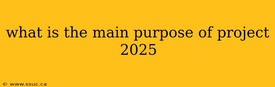 what is the main purpose of project 2025