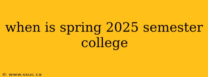 when is spring 2025 semester college