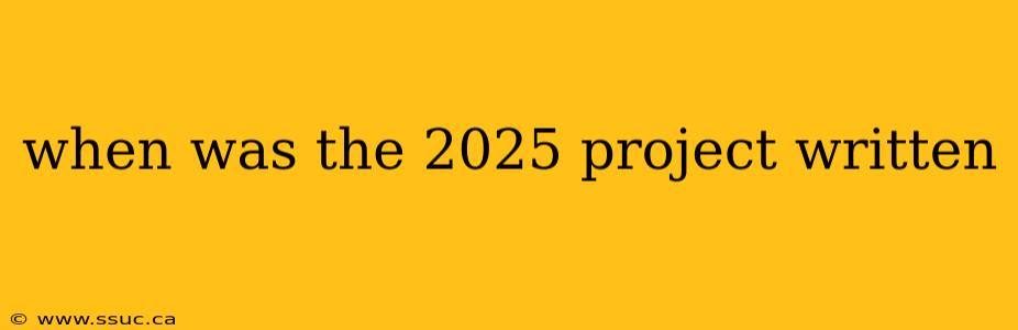 when was the 2025 project written