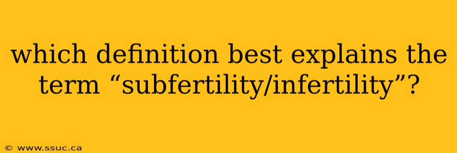 which definition best explains the term “subfertility/infertility”?